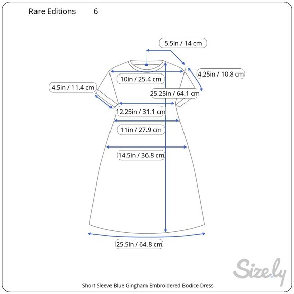 Rare Editions Short Sleeve Blue Gingham Apple Embroid Bodice Girls VTG Dress 6 - Picture 7 of 7